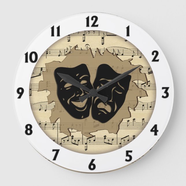 Relógio Grande Máscaras Antigas de Música e Teatro (Frente)