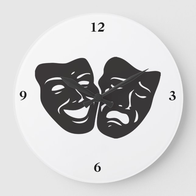 Relógio Grande Máscaras de Teatro de Drama Comédia Tragédia (Frente)