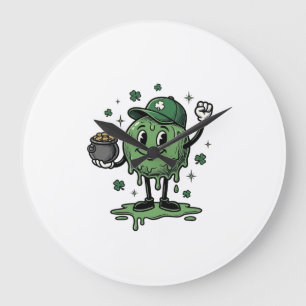 Relógio Grande Mascote de Slime do Dia de São Patrício Camisa Vin