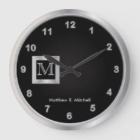Masculine Monogram Black and Silver Executive