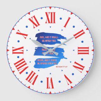 Relógio Grande Mateus 7:7 Bíblia KJV Verso Numeral Romano