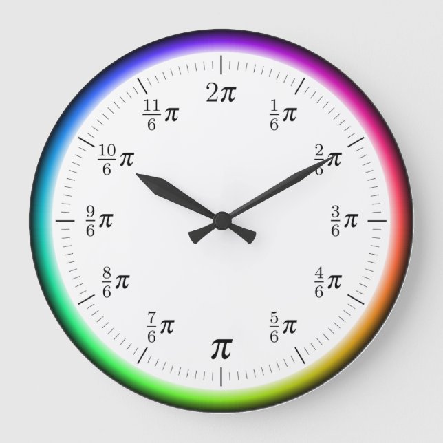 Relógio Grande Mathematical π Time Wall Clock with Rainbow Circle (Frente)