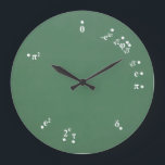 Relógio Grande Mathematical Constants Clock (chalkboard green)<br><div class="desc">This unique mathematical constants clock is perfect for math lovers (maths lovers in the UK). Students, teachers, engineers, geeks, and nerds of all sorts will love this clock. Unlike many math clock designs with made-up formulas for the numbers 1-12, this clock features constant expressions positioned where they belong around the...</div>