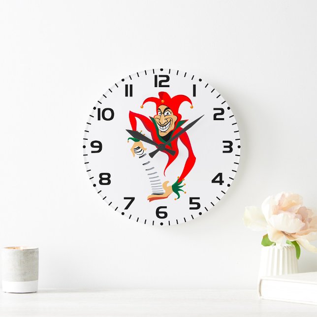 Relógio Grande Mau Grinning Jester Joker com Jack-in-the-Box (Criador carregado)