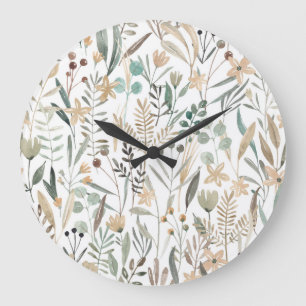 Relógio Grande Meadow Wildflower: Watercolor Charm.