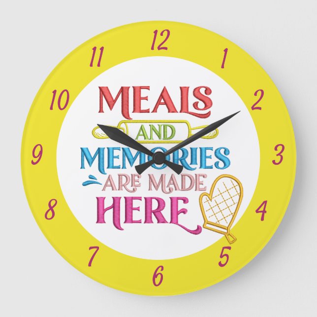 Relógio Grande Meals Memories Cote Kitchen Dinheiro Design (Frente)