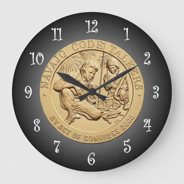 Relógio Grande Medalha de Bronze de Faladores de Código Navajo ~ (Frente)