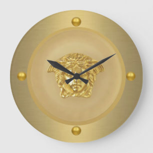 Relógio Grande Medalhão Dourado do Medusa