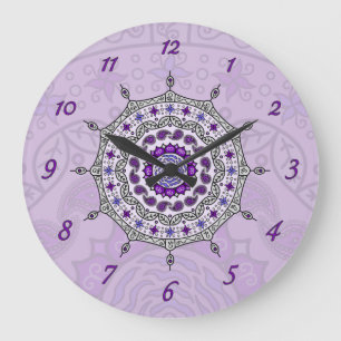 Relógio Grande Mehndi Fantasy Silver Clock