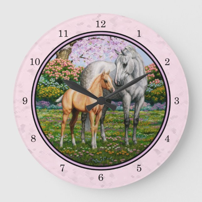 Relógio Grande Meia-Cavalo Trimestre e Rosa-Foto (Frente)