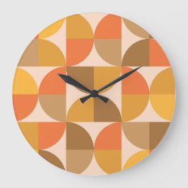 Relógio Grande Meia Círculos de Meio século Laranja e Castanho
