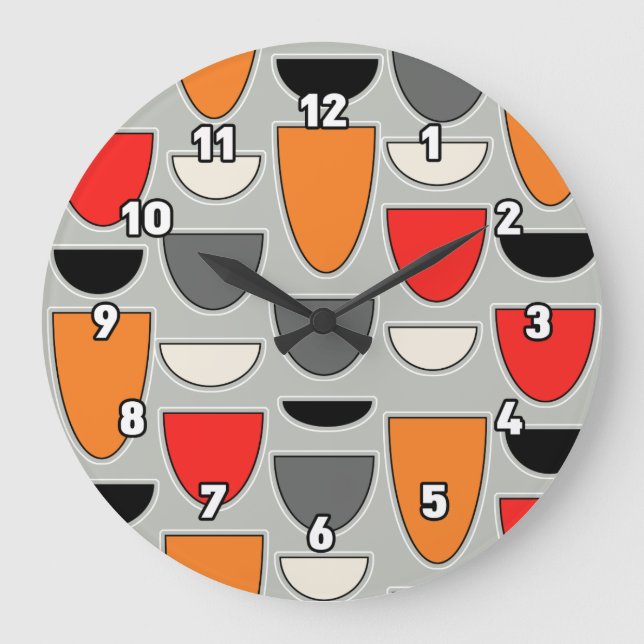 Relógio Grande Meio século Modern Bowls (Cinza) (Frente)