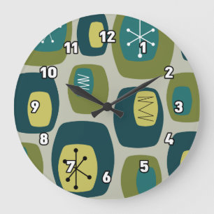 Relógio Grande Meio século Modern Oblongs Olive Green