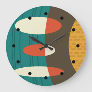 Relógio Grande Meio século Moderno Abstrato de Vinil Colorido