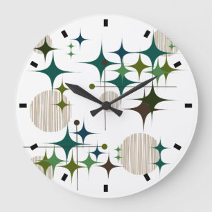 Relógio Grande Meio século Moderno de Starbursts e Globos