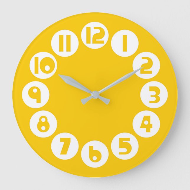 Relógio Grande Meio século Retroativo Amarelo Moderno (Frente)