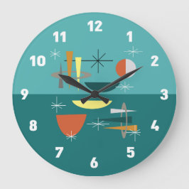 Relógio Grande Meio século Turquesa Moderno