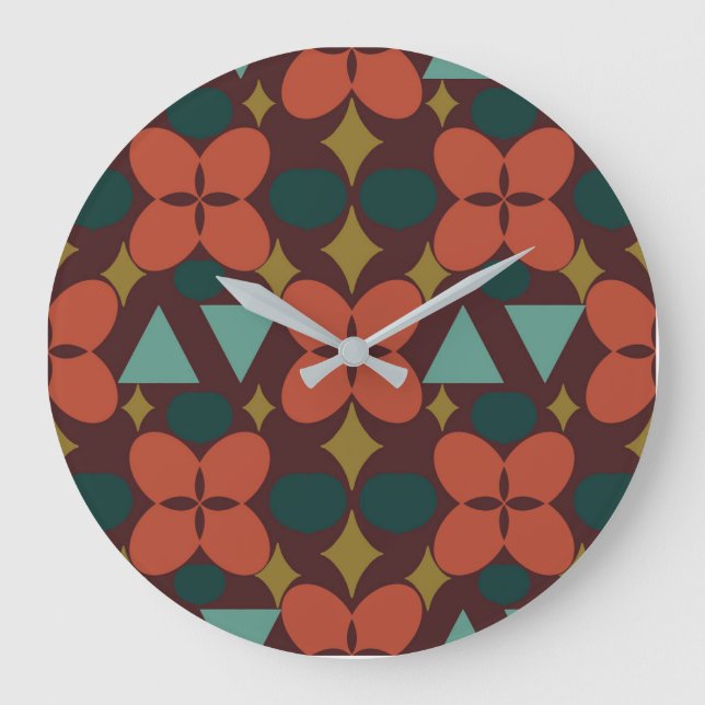 Relógio Grande Meio século Vermelho de Diamante de Flor Moderno (Frente)