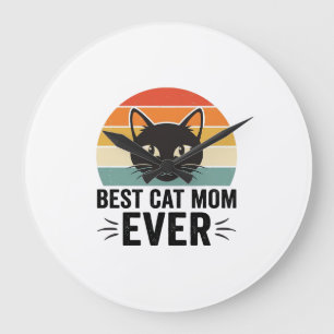 Relógio Grande Melhor Mãe de Gato de Todos os Tempos Design Retro