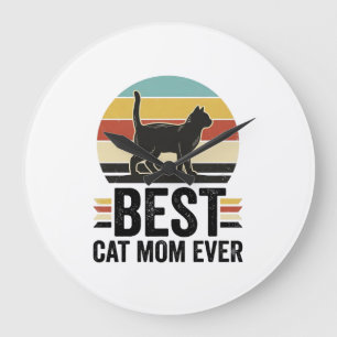 Relógio Grande Melhor Mãe de Gato de Todos os Tempos Design Retro