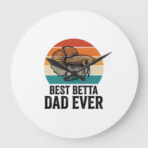 Relógio Grande Melhor Pai Betta de Todos os Tempos Design de Peix