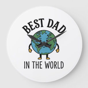 Relógio Grande Melhor Pai do Mundo Earth Bigode Camisa Design_