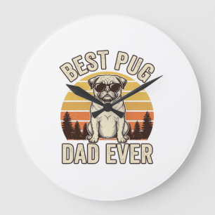 Relógio Grande Melhor Pai Pug de Todos os Tempos Camisa Vintage P