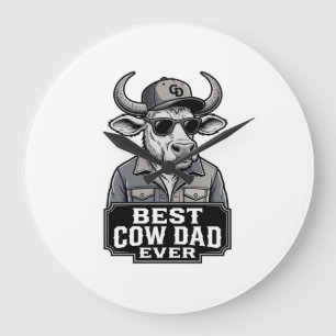 Relógio Grande Melhor Pai Vaca de Todos os Tempos Design de Gravu