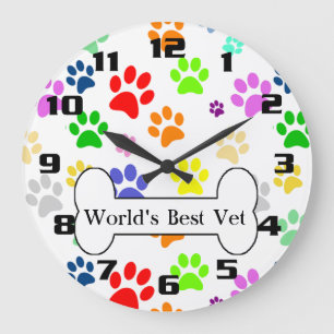 Relógio Grande melhor veterinário do mundo Colorful Pet Paws