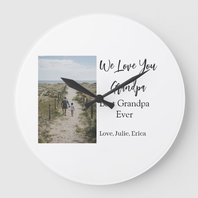 Relógio Grande melhor vovô de todos os avós com fotos clássicas (Frente)