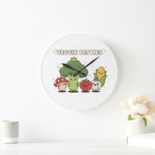Relógio Grande Melhores Amigos Vegetais Desenho Animado Kawaii