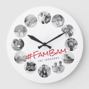 Relógio Grande Memórias personalizadas de 12 fotos da família m