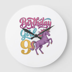 Relógio Grande Menina de Aniversário Unicórnio 9 Design de Gravur