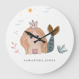 Relógio Grande Menina Escamuflada de Sereia do Mar