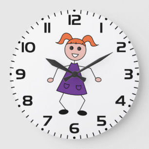Relógio Grande Menina Ruiva de Boneco em Vestido Roxo