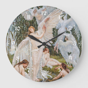 Relógio Grande Meninas Cisne Vintage por W. Crane