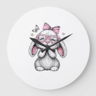Relógio Grande Meninas Páscoa Bunny Fofa Face Rosa Páscoa Criança