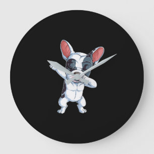 Relógio Grande Meninos Bulldog Franceses Cachorros