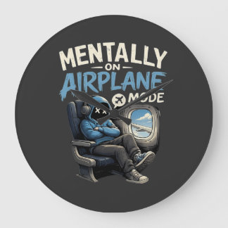Relógio Grande Mentally On Airplane Mode Shirt Funny Anime boy