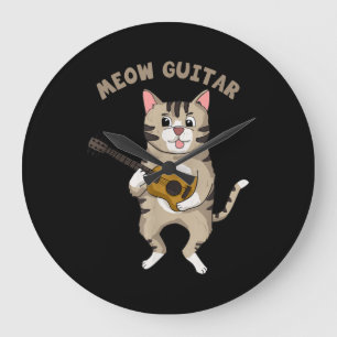 Relógio Grande Meow Guitar Cute Cat Tocando Violão Gatinhos Engra