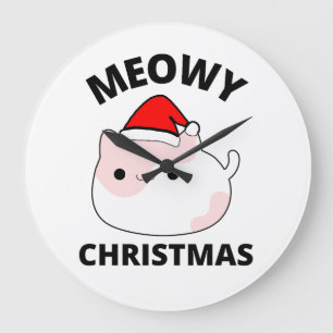 Relógio Grande Meowy Christmas