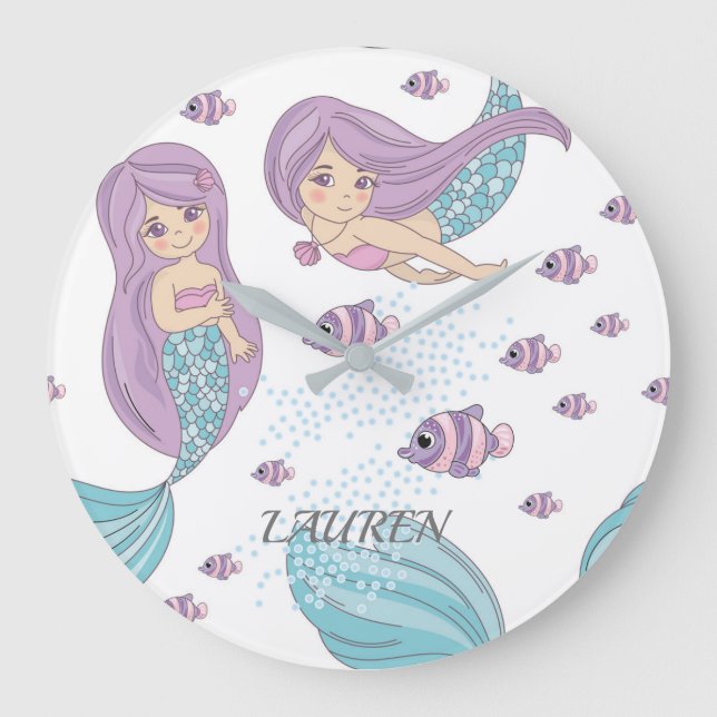 Relógio Grande Mermaid Fantasy Art (Frente)