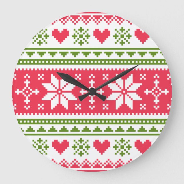 Relógio Grande Merry Christmas pattern 3 (Frente)