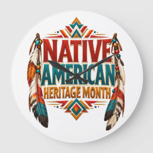 Relógio Grande Mês do Patrimônio Nativo Americano Design