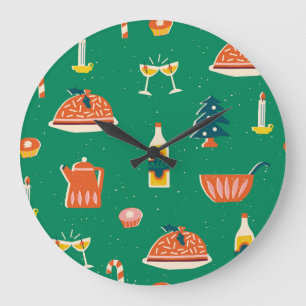 Relógio Grande Mesa festiva de Natal, padrão de colheita.