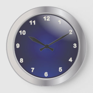 Relógio Grande Metal azul & de prata elegante com números branco