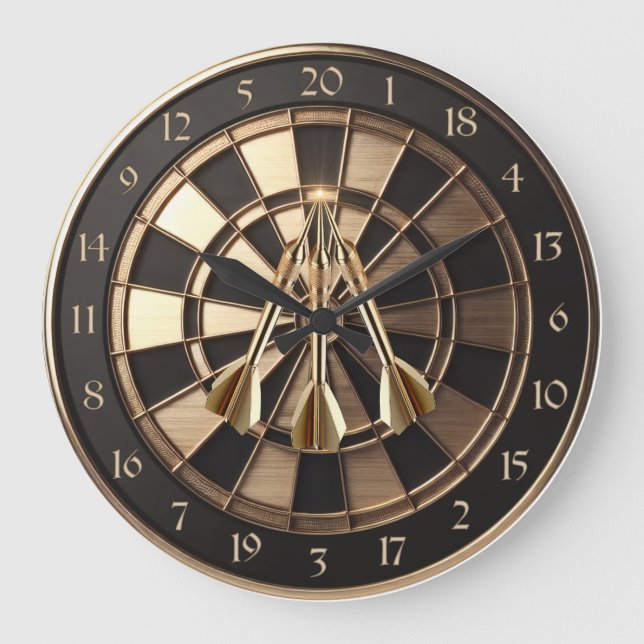 Relógio Grande Metall Dartboard mit Dartpfeilen Gold Metalleffekt (Frente)