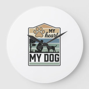 Relógio Grande Meu Coração Meu Cachorro Desenho Antigo Amante de 