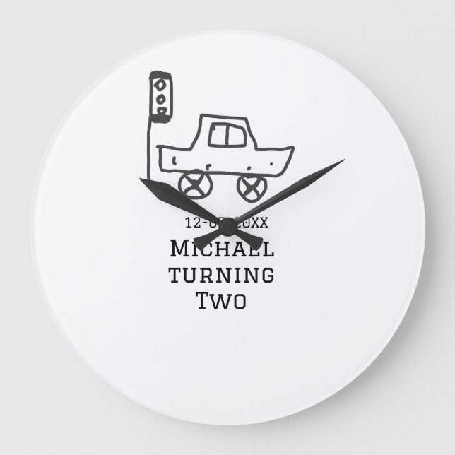 Relógio Grande Michael turning two birthday toy car traffic light (Frente)