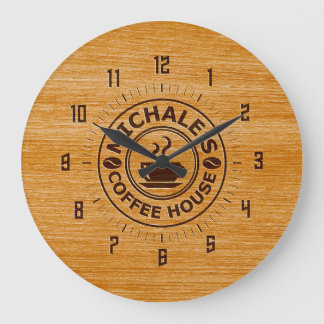 Relógio Grande Michale's Coffee House Engrave Effect Wall Clock